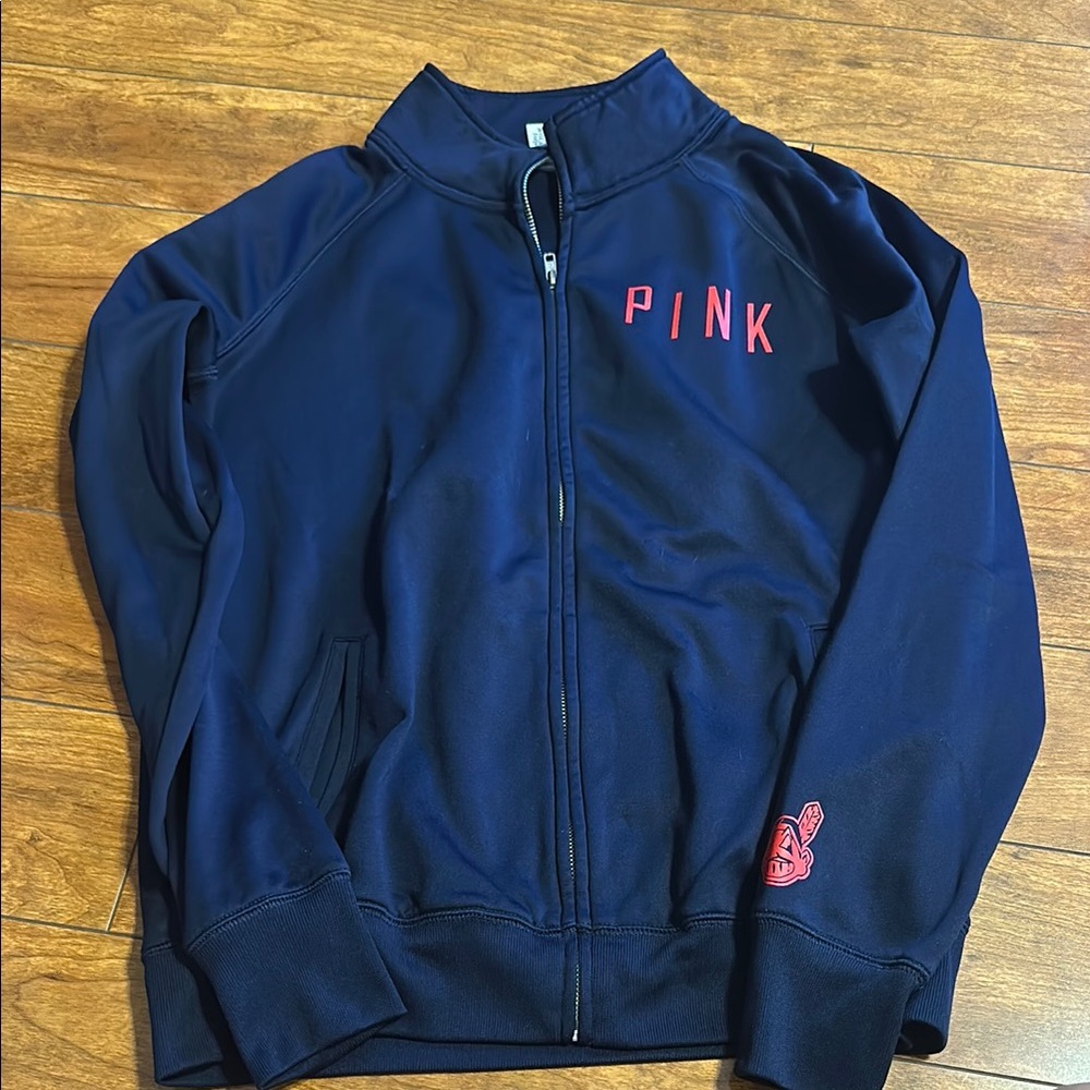 PINK Victoria's Secret Blue and Pink Zip-Up Jacket